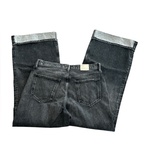 ANTHROPOLOGIE AGOLDE Dame High Rise Cuffed Wide Leg Jeans Carbon Size 32 NEW - Picture 8 of 15